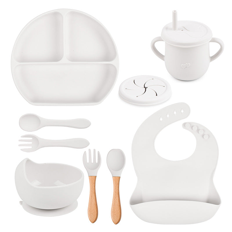 Silicone Solid Color Baby Tableware Set - Child Safe Dinnerware Kit