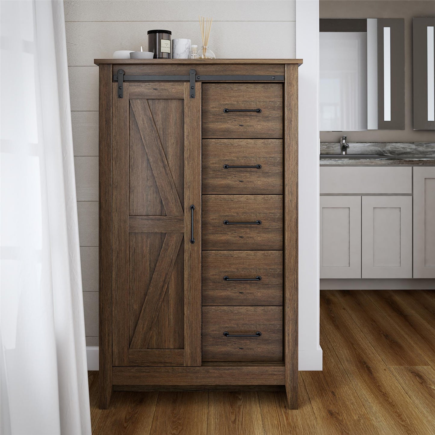 Walnut Alton Farmhouse Gentleman's Chest - Rustic Storage Dresser