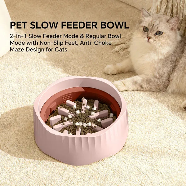 Dual-Purpose Slow & Fast Pet Food Bowl Set for Cats and Small Dogs