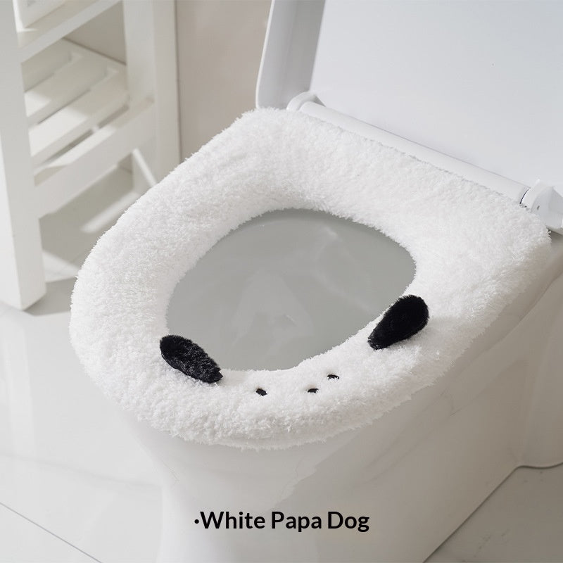 Universal Toilet Seat Cover for Bathroom Use - Winter & Autumn Fit, Slip-On Polyester