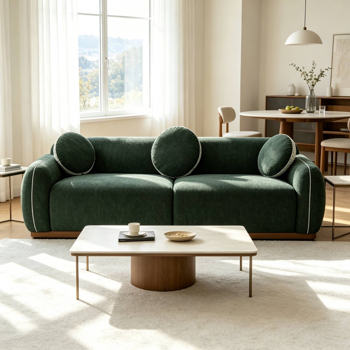 Modern Green Seater Sofa for Apartment Lounging & Gatherings
