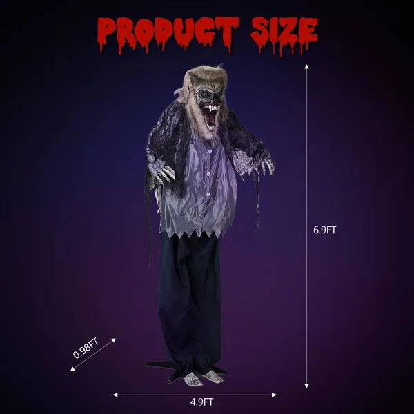 6.9ft Halloween Werewolf Outdoor Decoration with LED Lights
