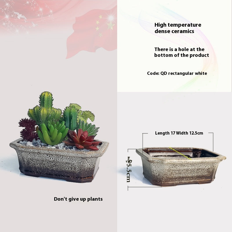 Square Ceramic Flowerpot for Home Gardening - High Temperature Resistant