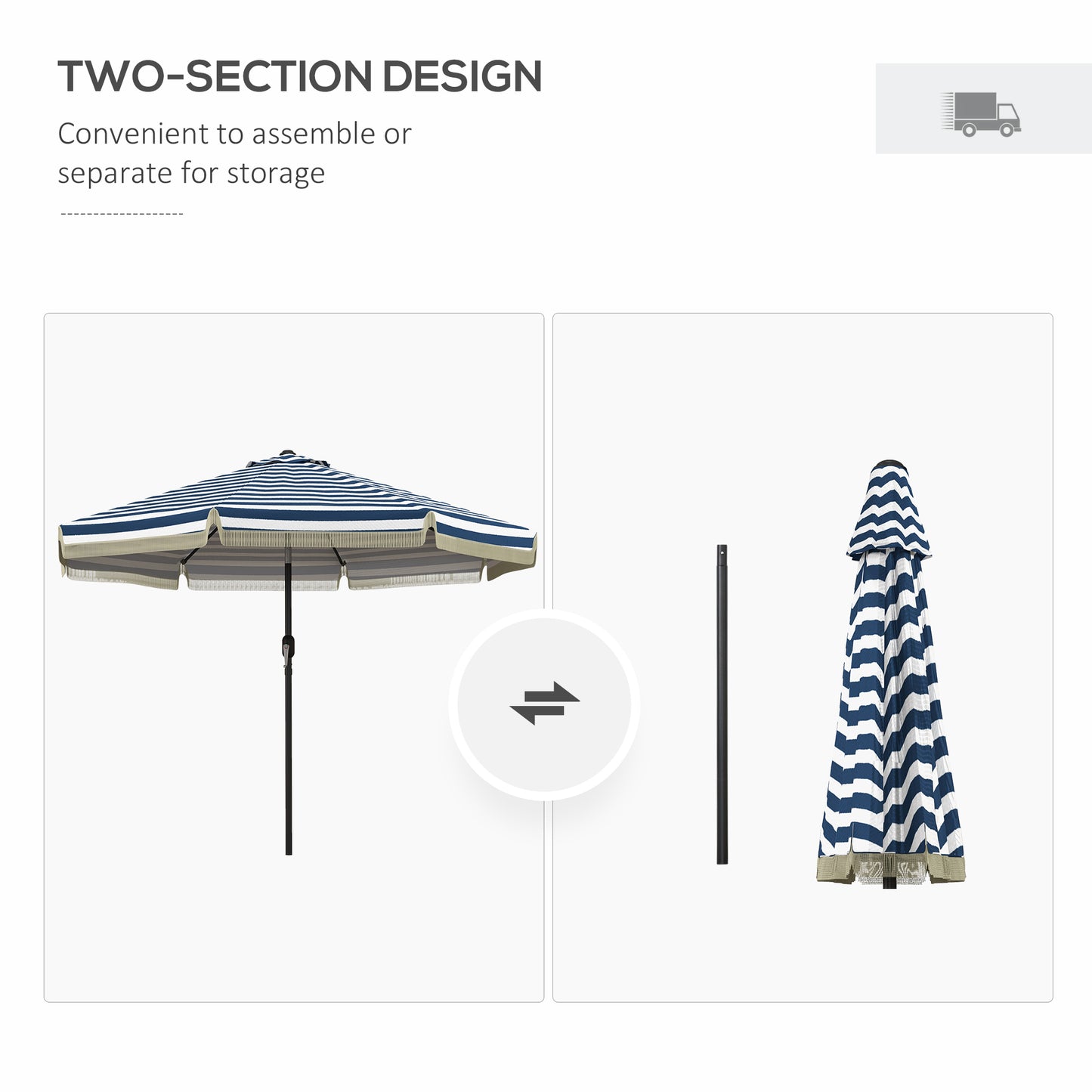 9ft Outdoor Patio Umbrella with Crank & Tilt - Blue Stripe