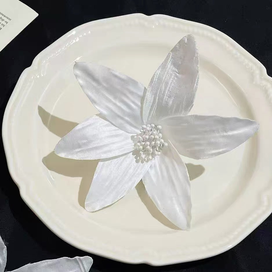 White Iris Flower Hair Clip