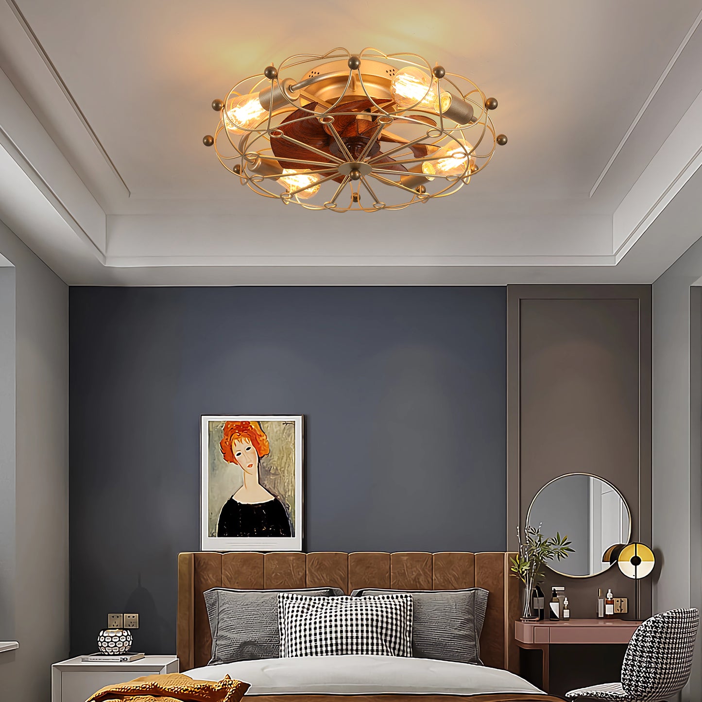 Modern Low Profile Ceiling Fan with Lights & Remote Control