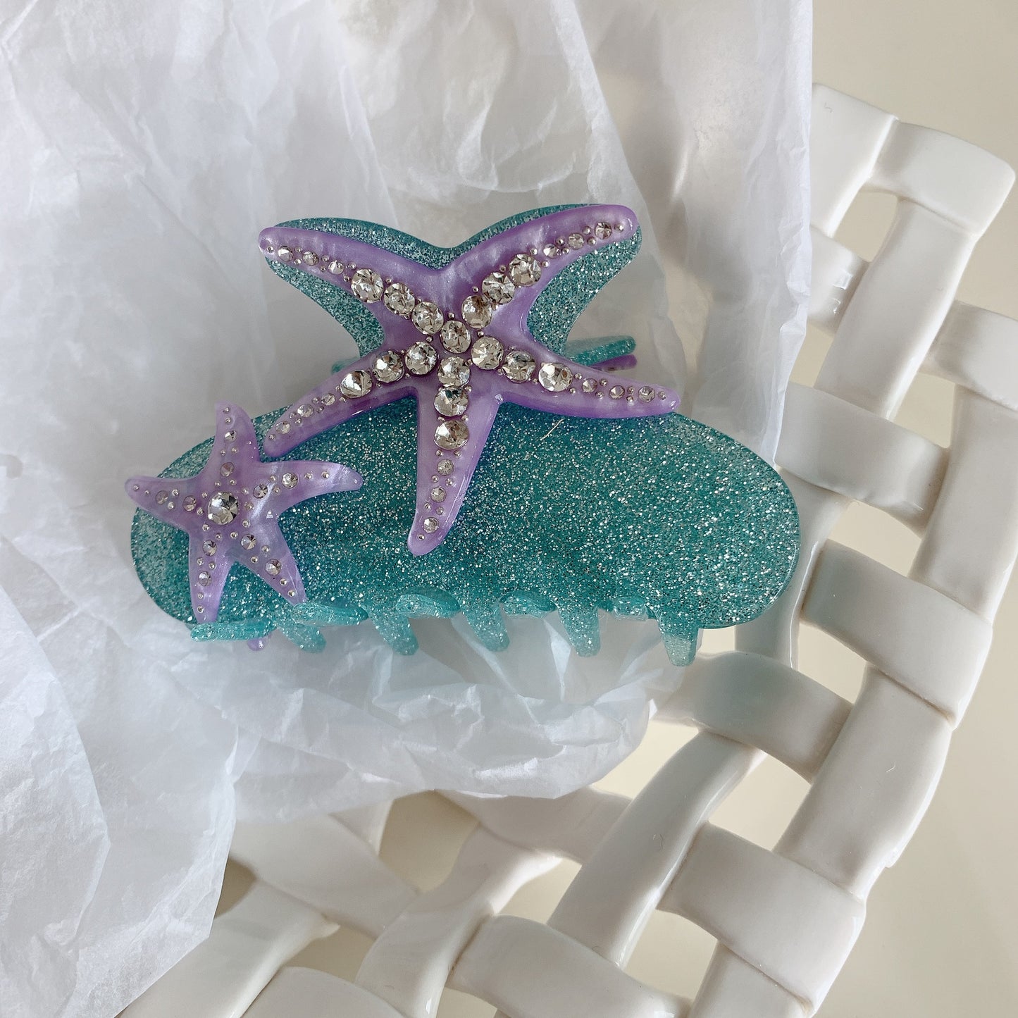 Korean Style Large Hair Clip with Diamond Accent - Multiple Colors