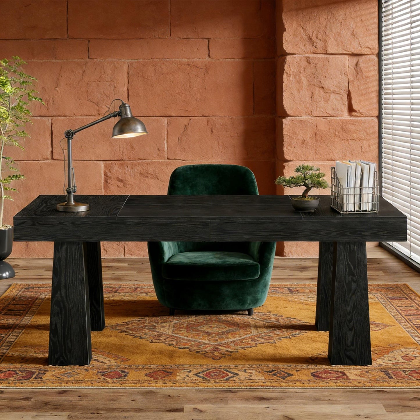 Executive Writing Desk - 63 Inch Black Home Office Furniture