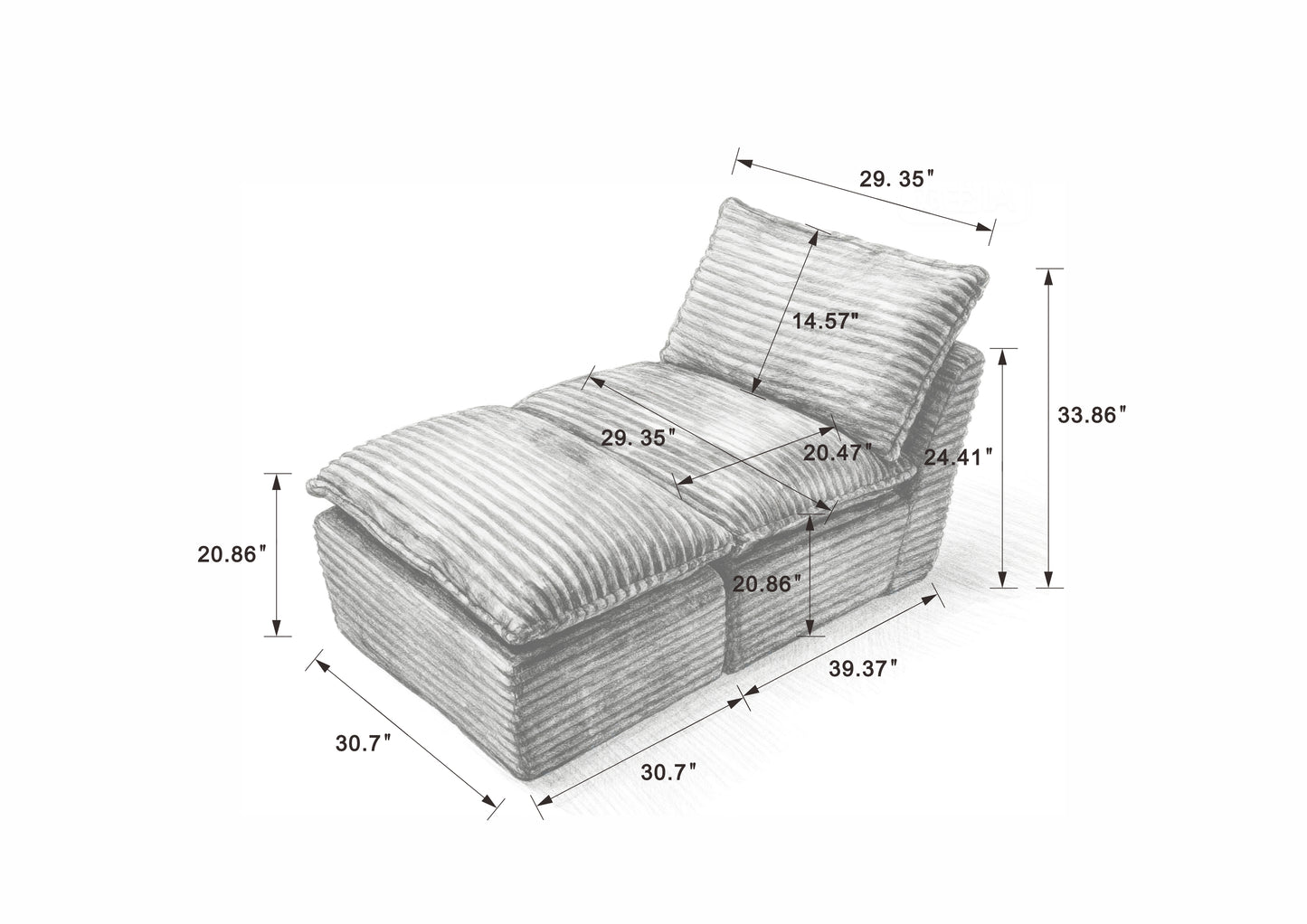 Dark Gray Modern Corduroy Cloud Sofa - Comfortable & Versatile