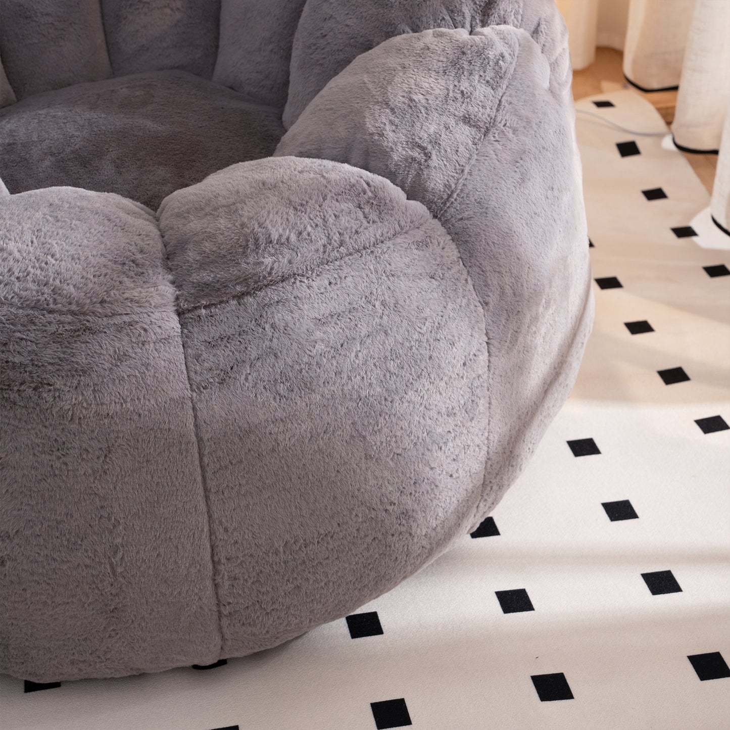 Oversized Faux Fur Bean Bag Chair for Adults & Kids - Gray