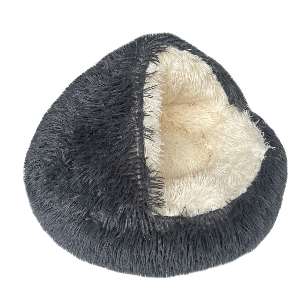 Semi Enclosed Pet Cat Bed & Dog House - Soft Plush Nest for Small to Large Pets