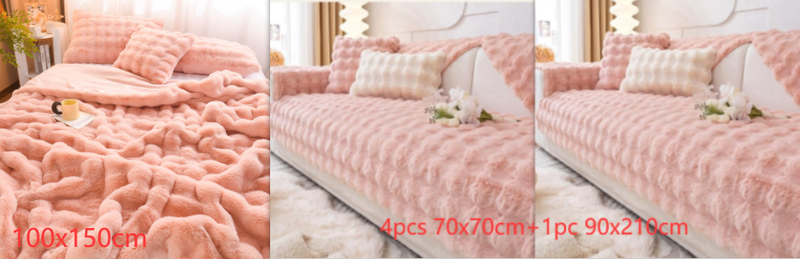 Thickened Rabbit Plush Sofa Cushion Set for Comfortable Home Decor