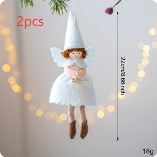 Christmas Girl Angel Felt Pendant Decor - White & Pink Holiday Ornaments