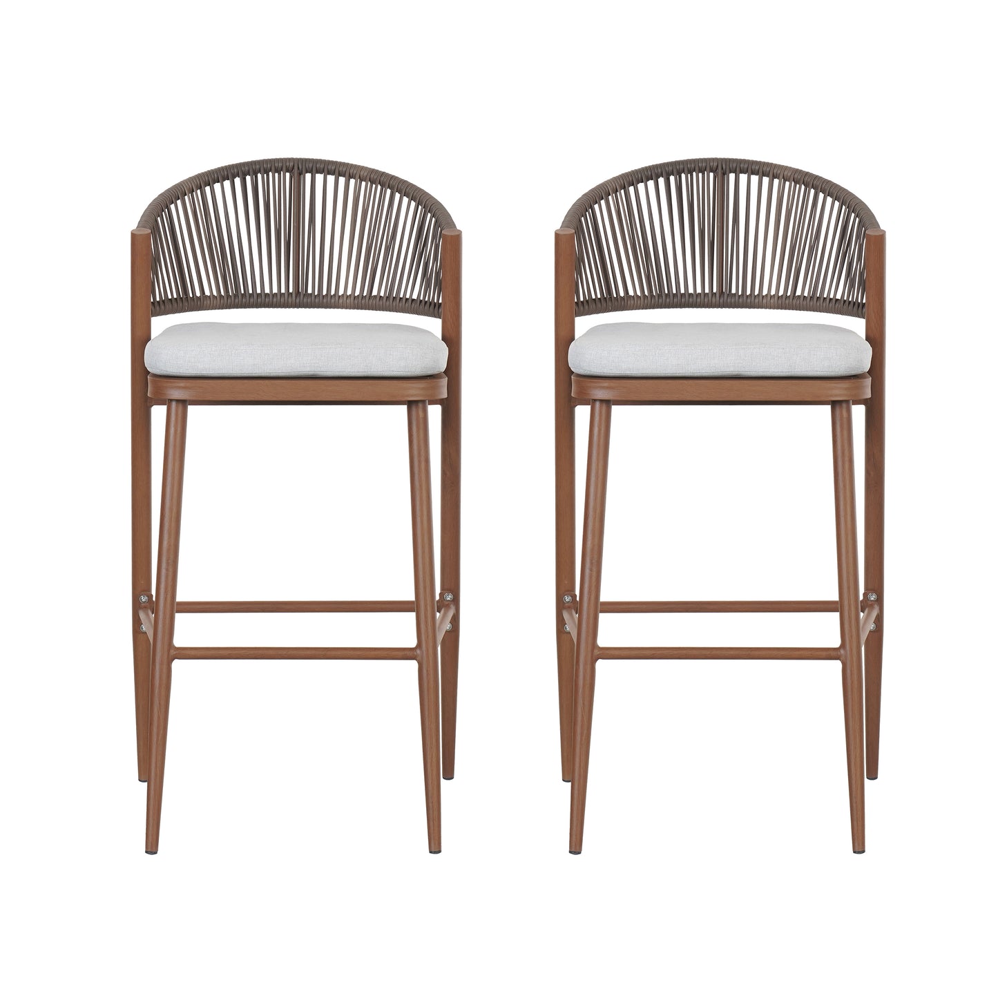 Outdoor 30.25 Seat Height Aluminum Frame Barstools With PE Rattan