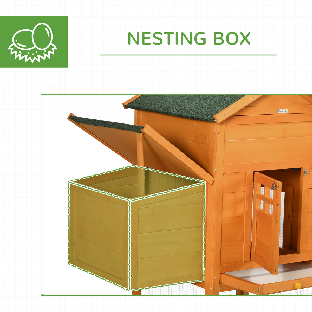 Large Chicken Coop with Removable Tray - Outdoor Poultry House, Orange
