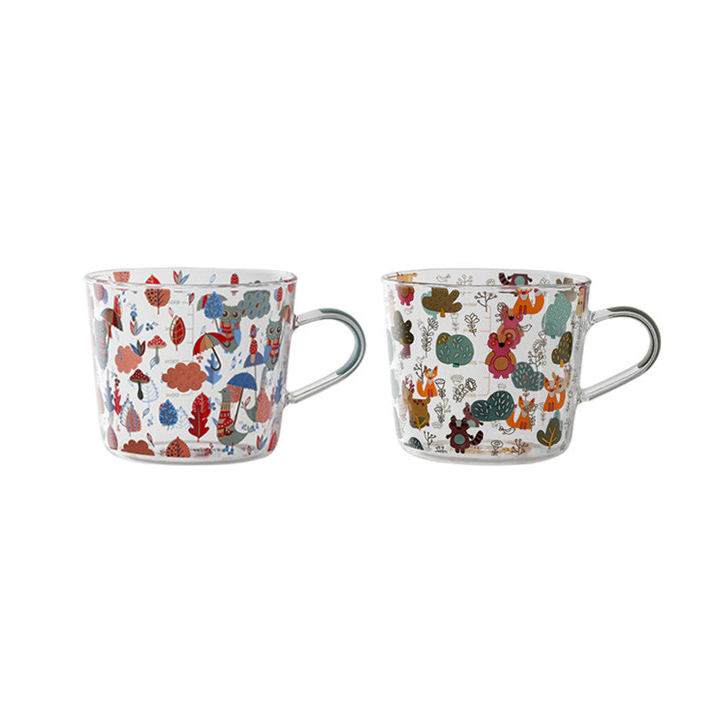 Simple Printing Glass Cup Set - Multiple Styles Home Drinkware
