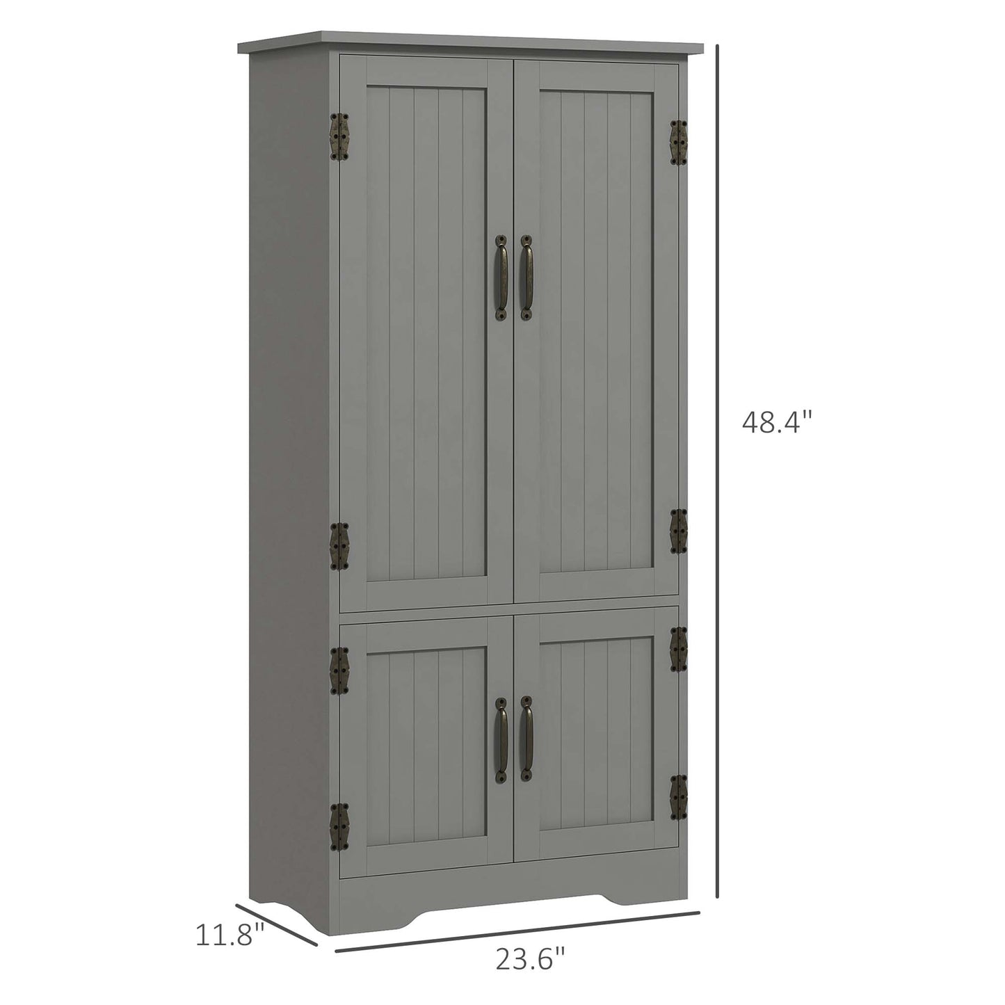 Gray Accent Floor Storage Cabinet with Adjustable Shelves