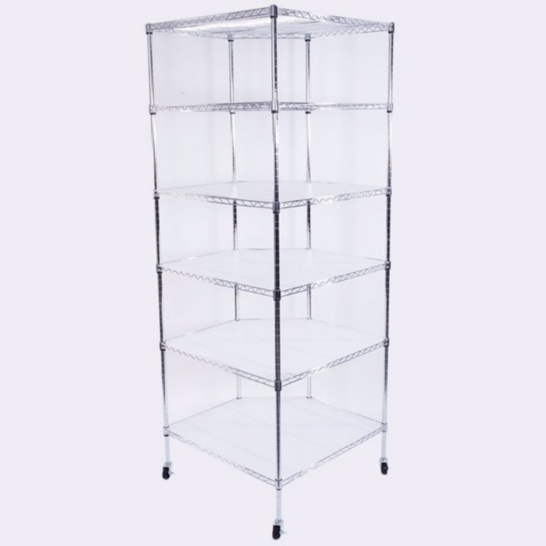 6-Layer Polygonal Corner Shelving Unit - Chrome Plated Storage Rack