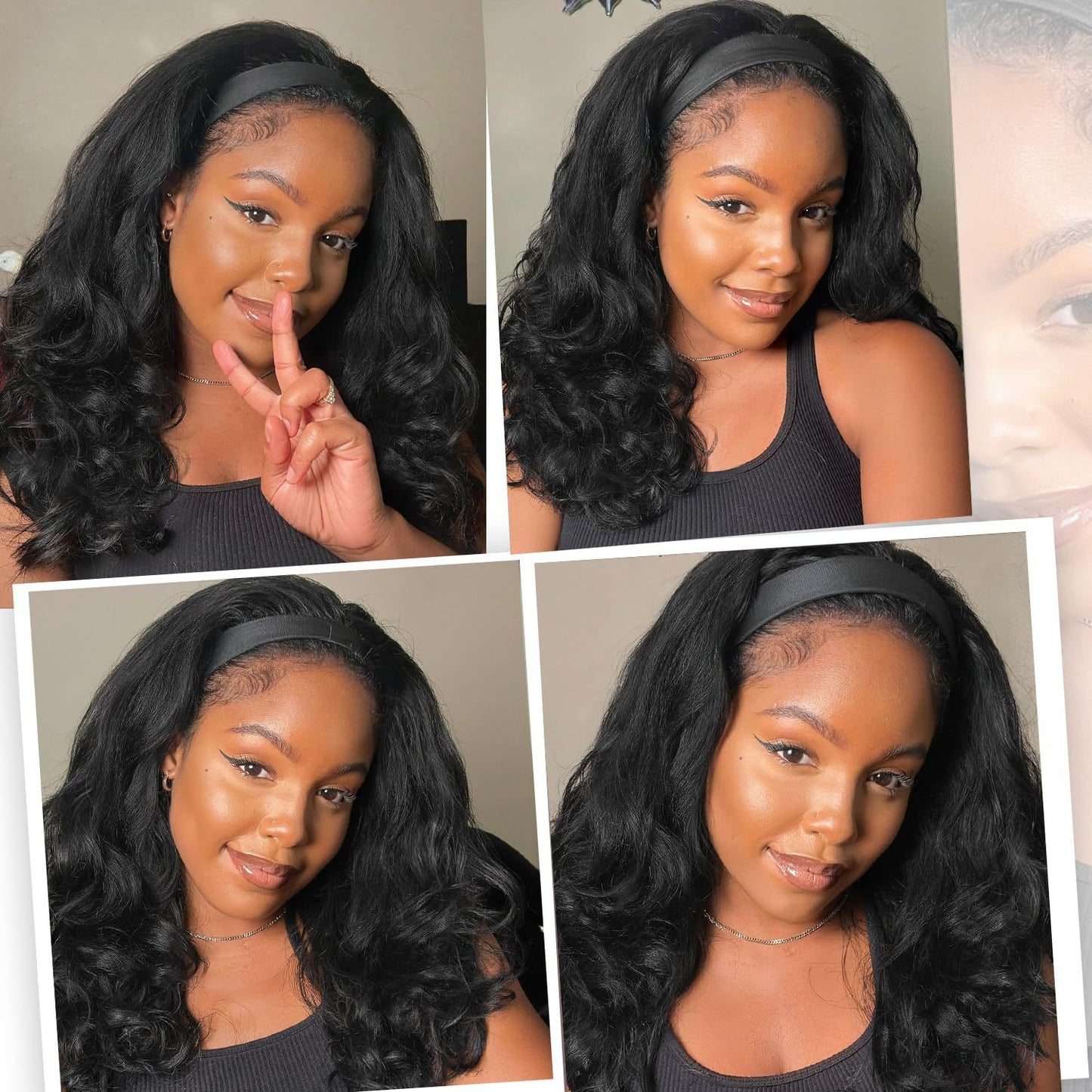 Natural Fluffy Small Curl Headband Wig for Women - Synthetic, All Sizes & Colors