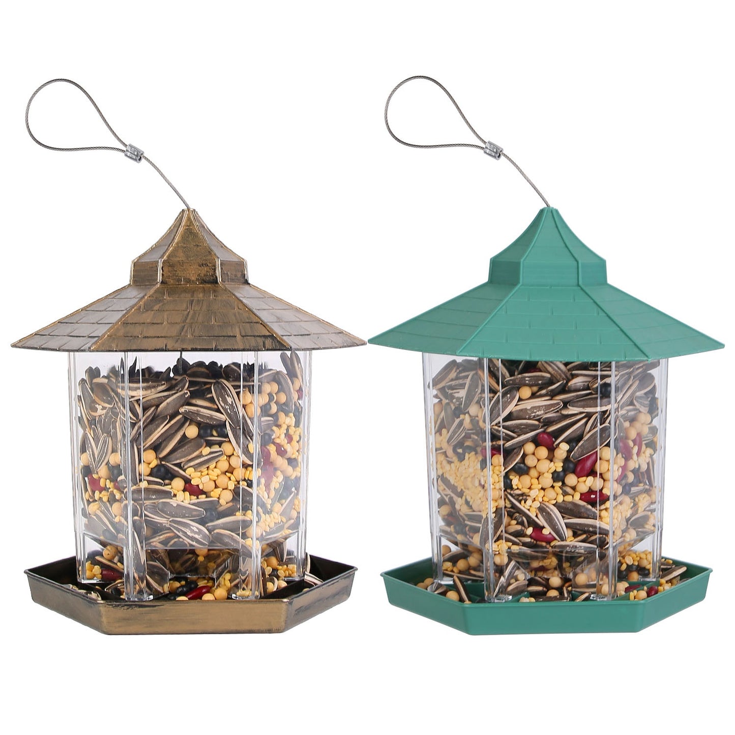 Hanging Bird Feeder with Large Capacity and 6 Feeding Ports for Garden Patio Park