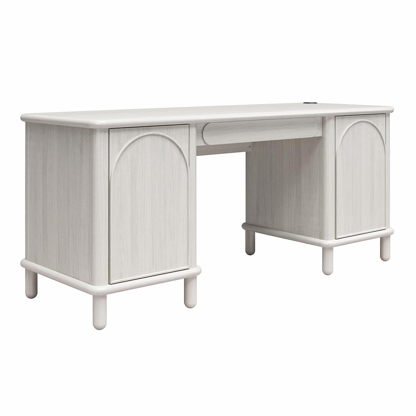 Selena Double Pedestal Desk - Rustic White Solid Wood