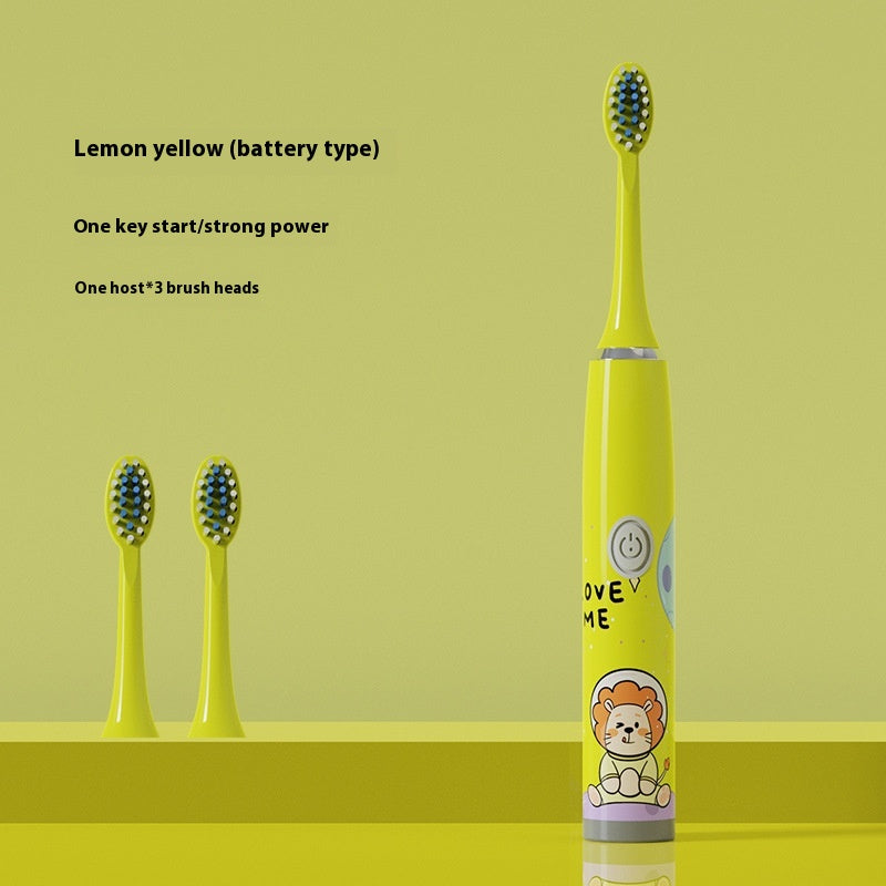 Electric Cartoon Soft Bristle Rechargeable Waterproof Toothbrush with 3 Brush Heads