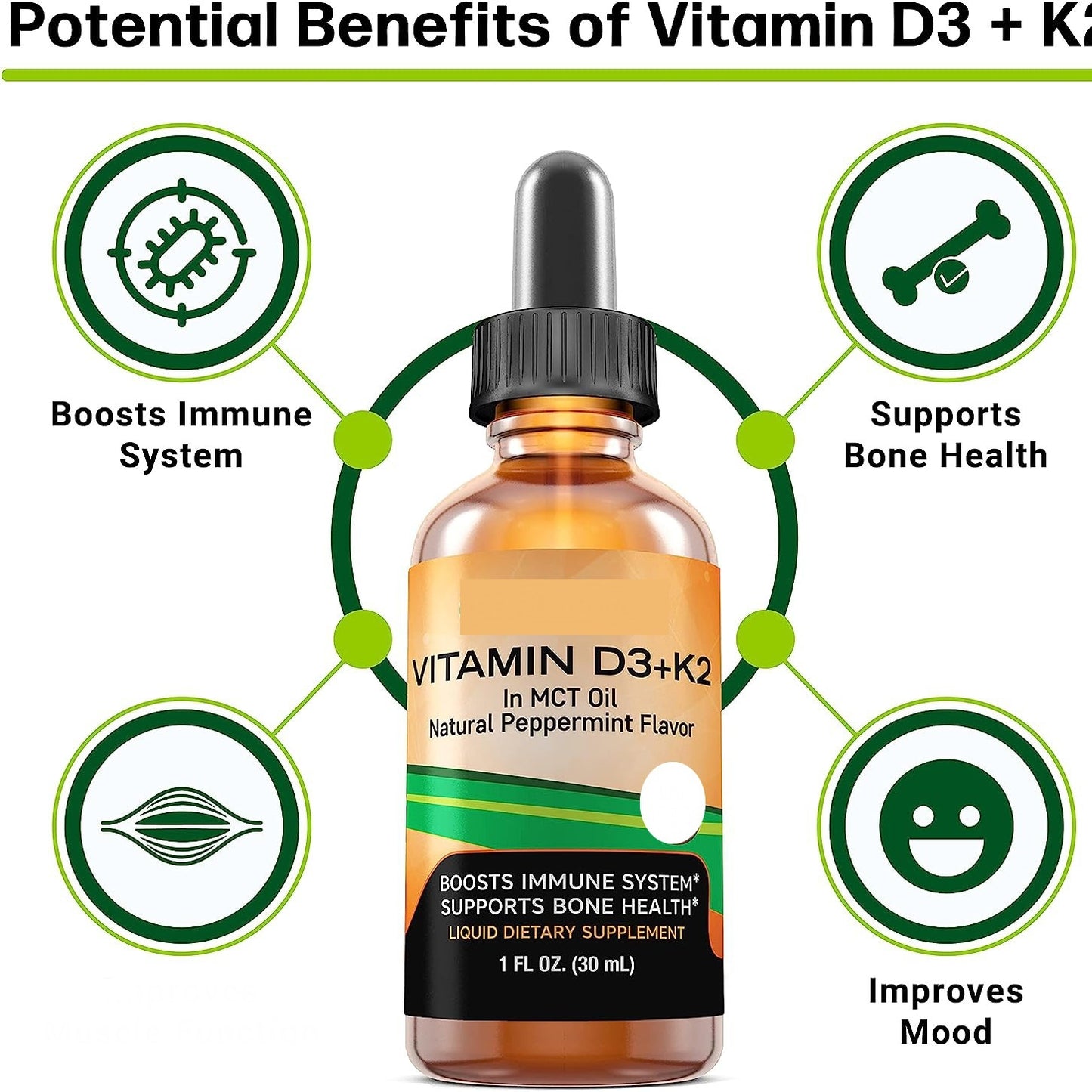 Vitamin D3 K2 Drops 30ml - Immune Support & Bone Health Supplement
