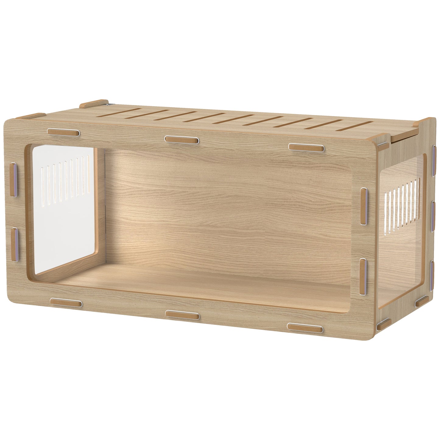 Large Hamster Cage with Acrylic Windows & Top Opening - 39 x 20 x 18.5 Inches, Oak Finish