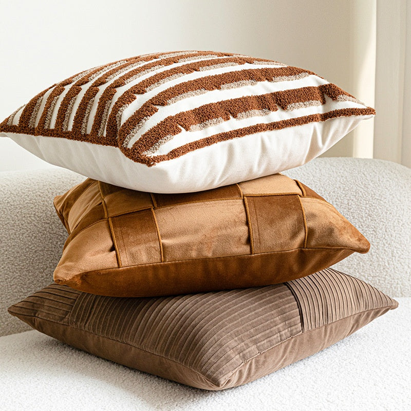 Mid-Century Modern Throw Pillow - Brown and Coffee Decorative Cushion