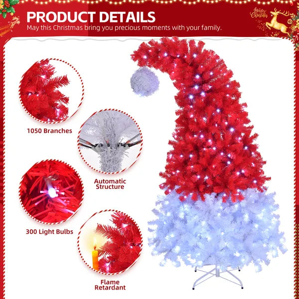 6 FT Santa Hat Style Pre-lit Christmas Tree with 300 Lights