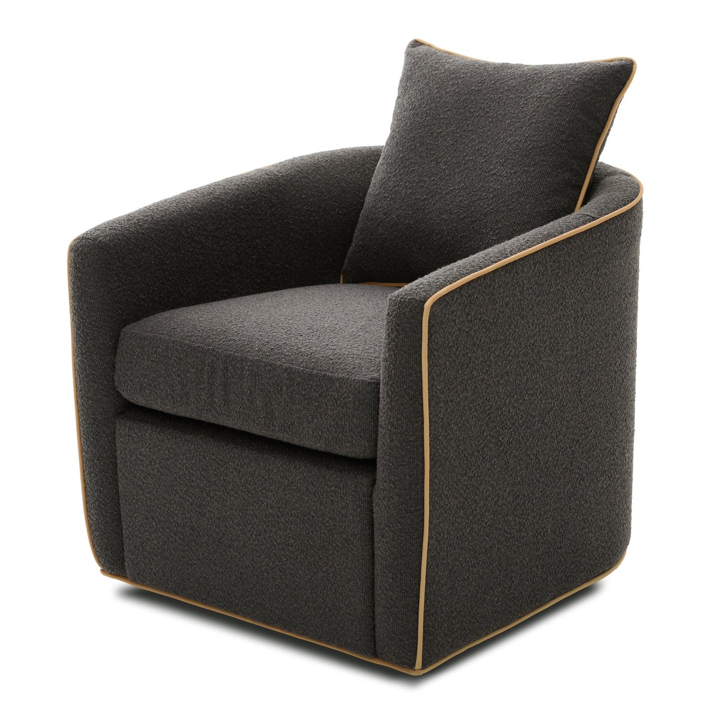 Swivel Accent Chair - Upholstered Barrel Club Chair in Dark Grey