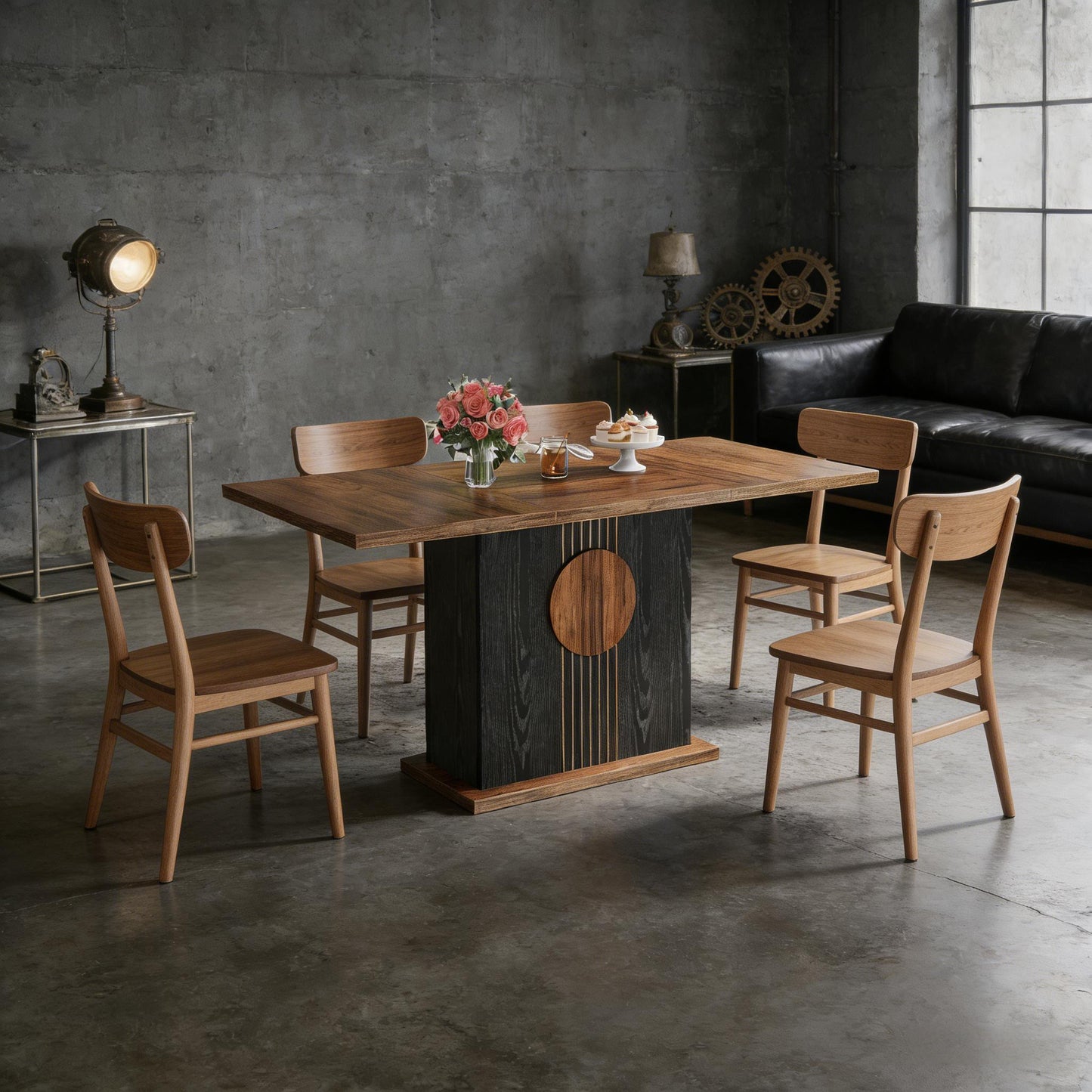 Rectangular Dining Table - Brown Wood Finish, Seats 4-6