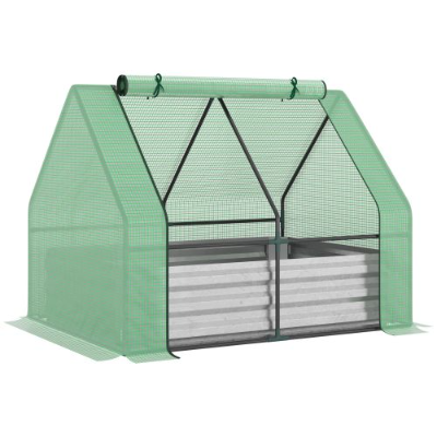 Galvanized Raised Garden Bed with Greenhouse Cover - Outdoor Planter Box
