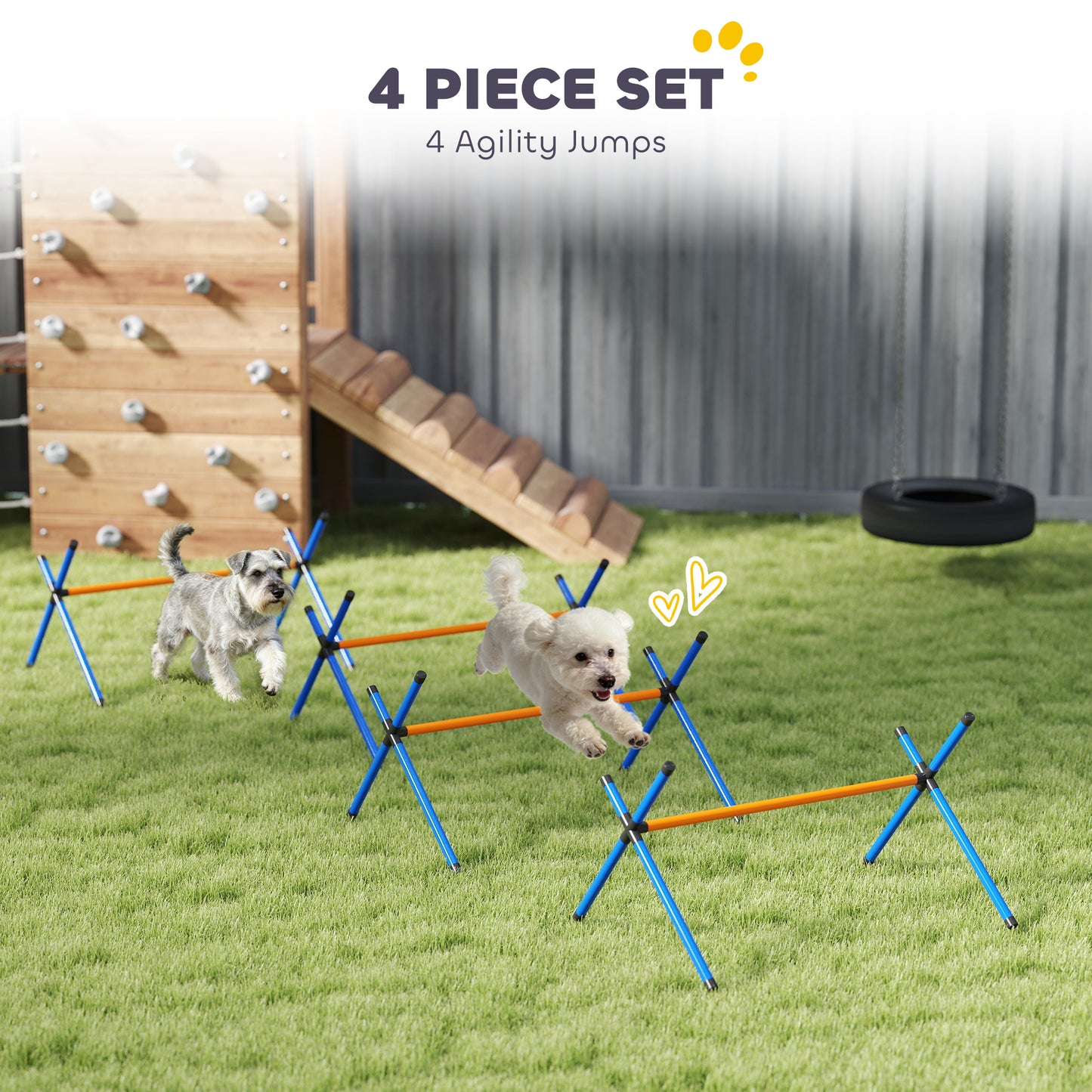 Dog Agility Course Set with Adjustable Jump Bars & Carry Bag - Backyard Training Equipment