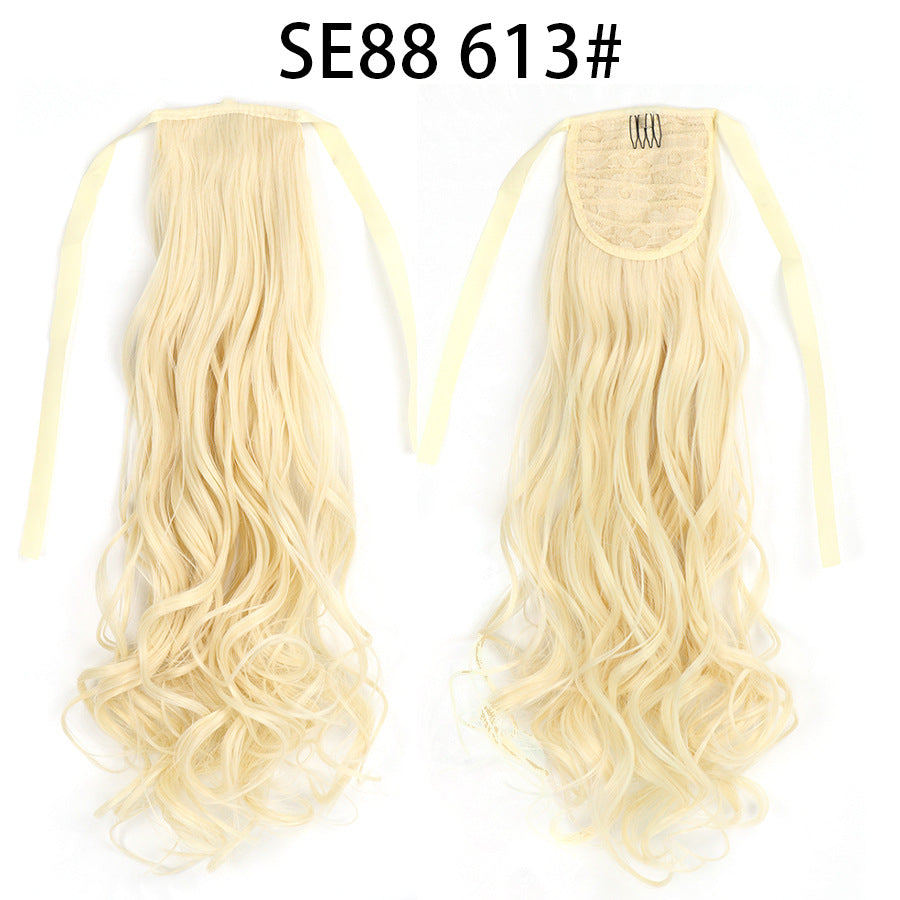 Long Chemical Fiber Wig with Bow Tie Strap - High Temp Silk Hair Extension