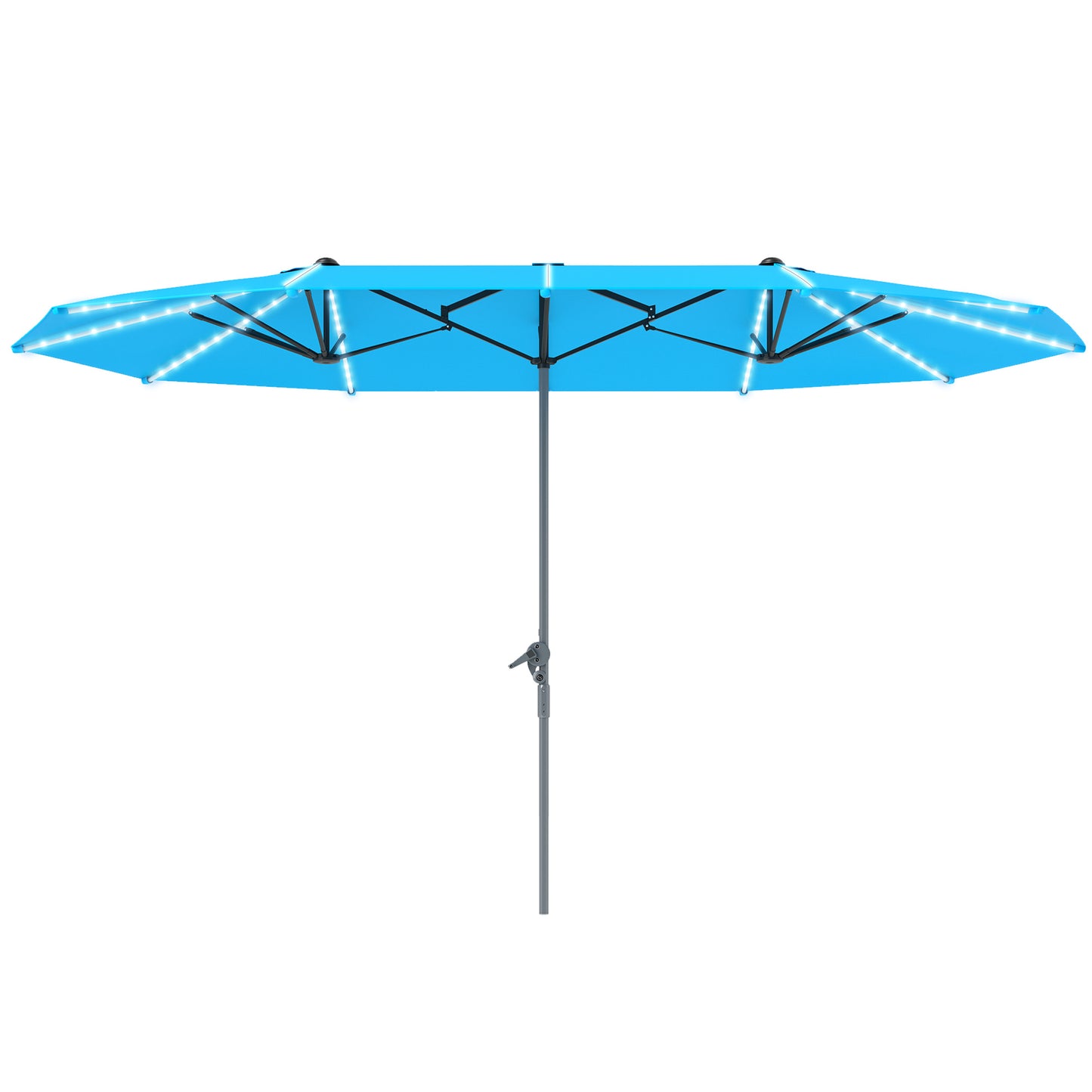 15ft Double-Sided Patio Umbrella with Solar Lights - Blue