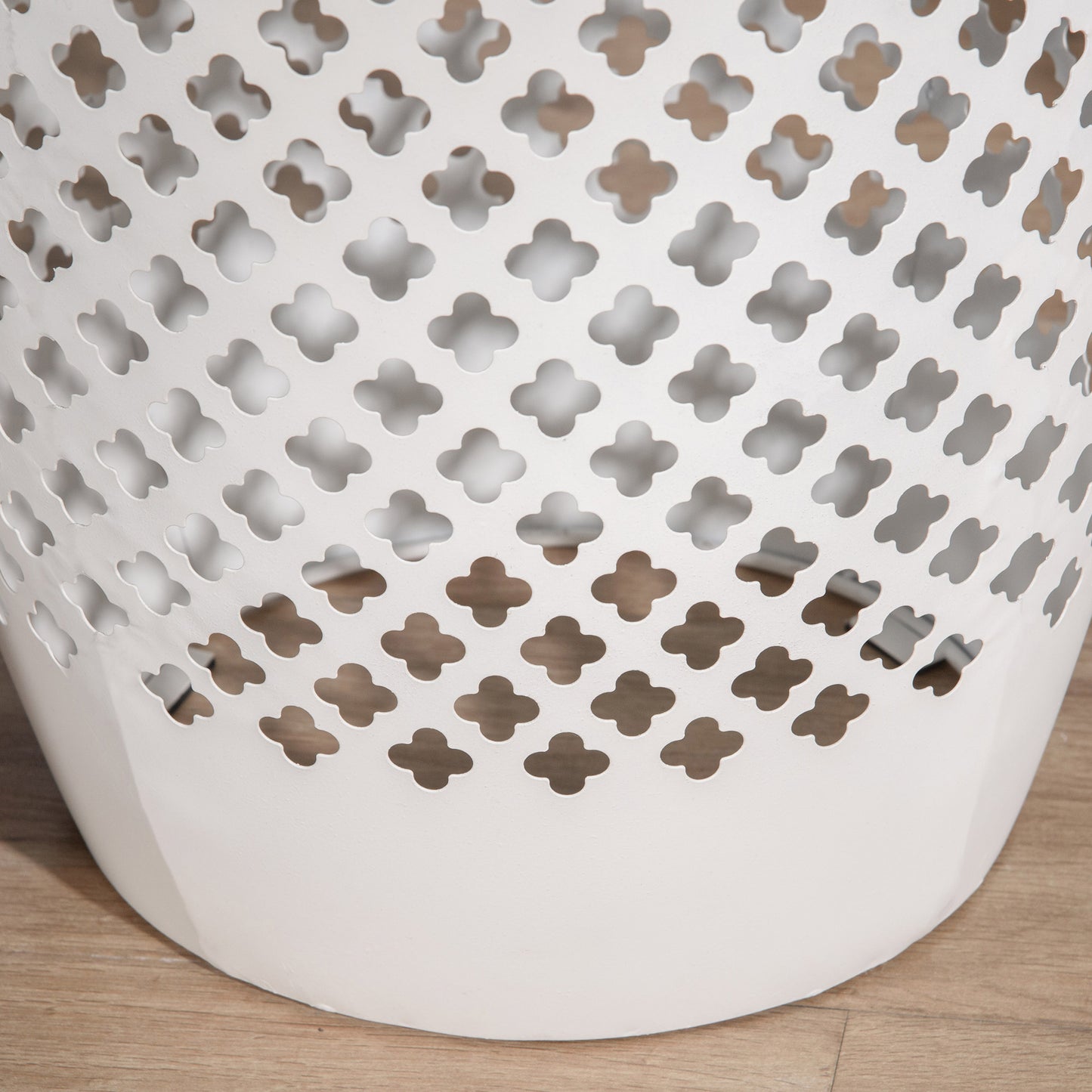 12" Steel Outdoor Side Table - Round Accent Table in White