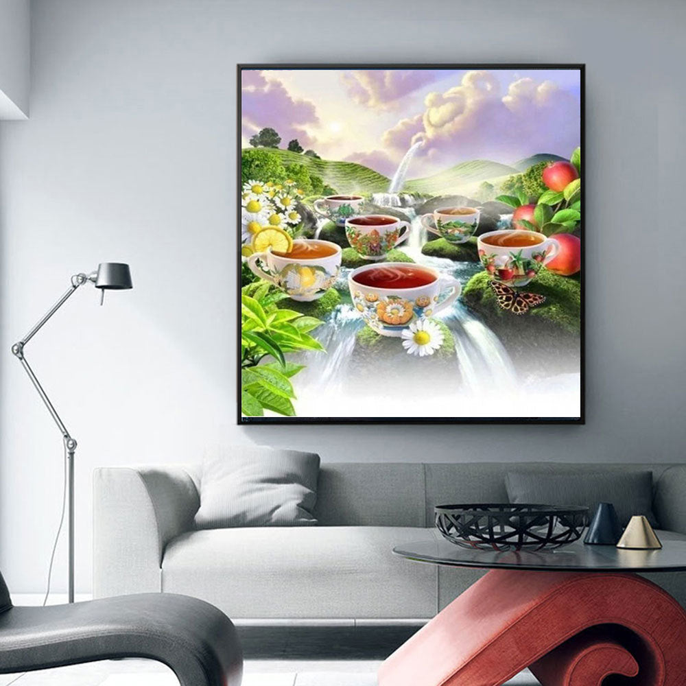 Coffee Theme Diamond Painting Kit Landscape Mosaic Art for Home Decor
