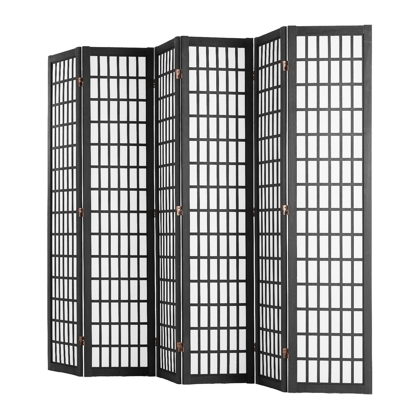 Japanese Room Divider - 6 Panel Folding Privacy Screen - Black