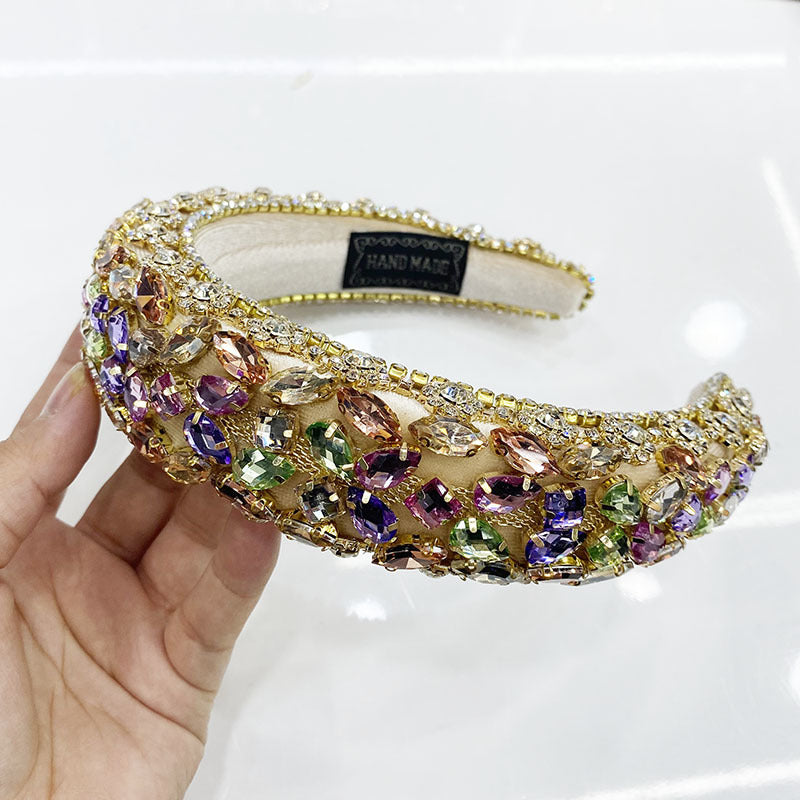 Rhinestone Wide Hair Band - U-Shape Headband