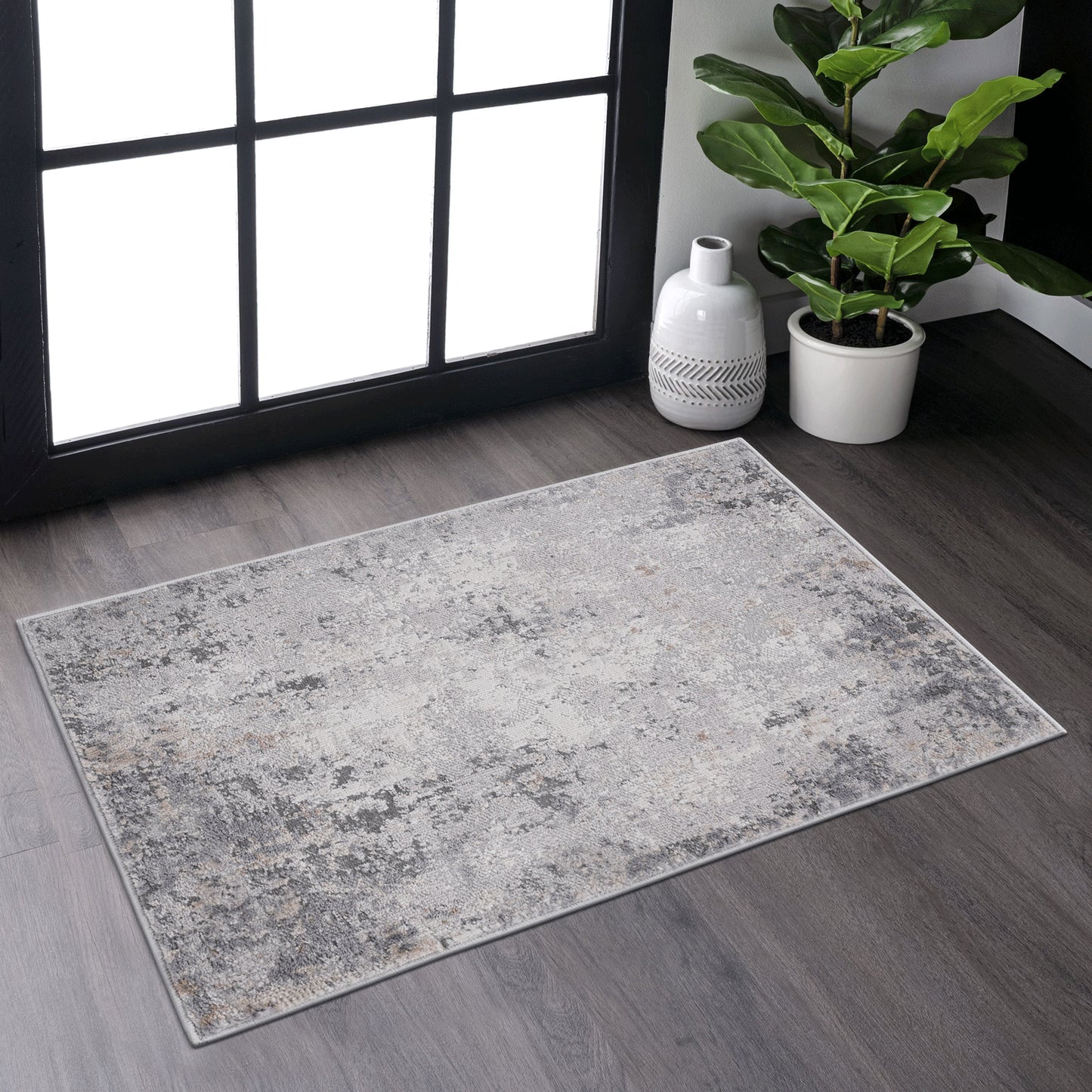 MARFI 2X3 Ivory Sand Abstract Doormat Rug