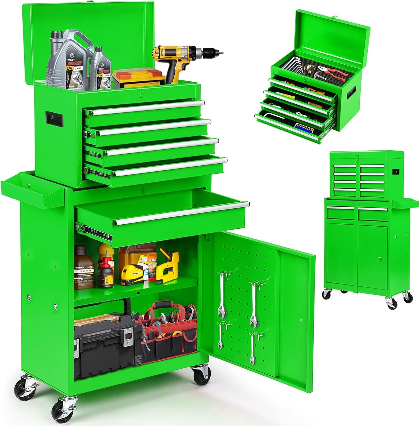 5-Drawer Rolling Tool Chest with Lockable Top & Wheels - Garage Storage Cabinet