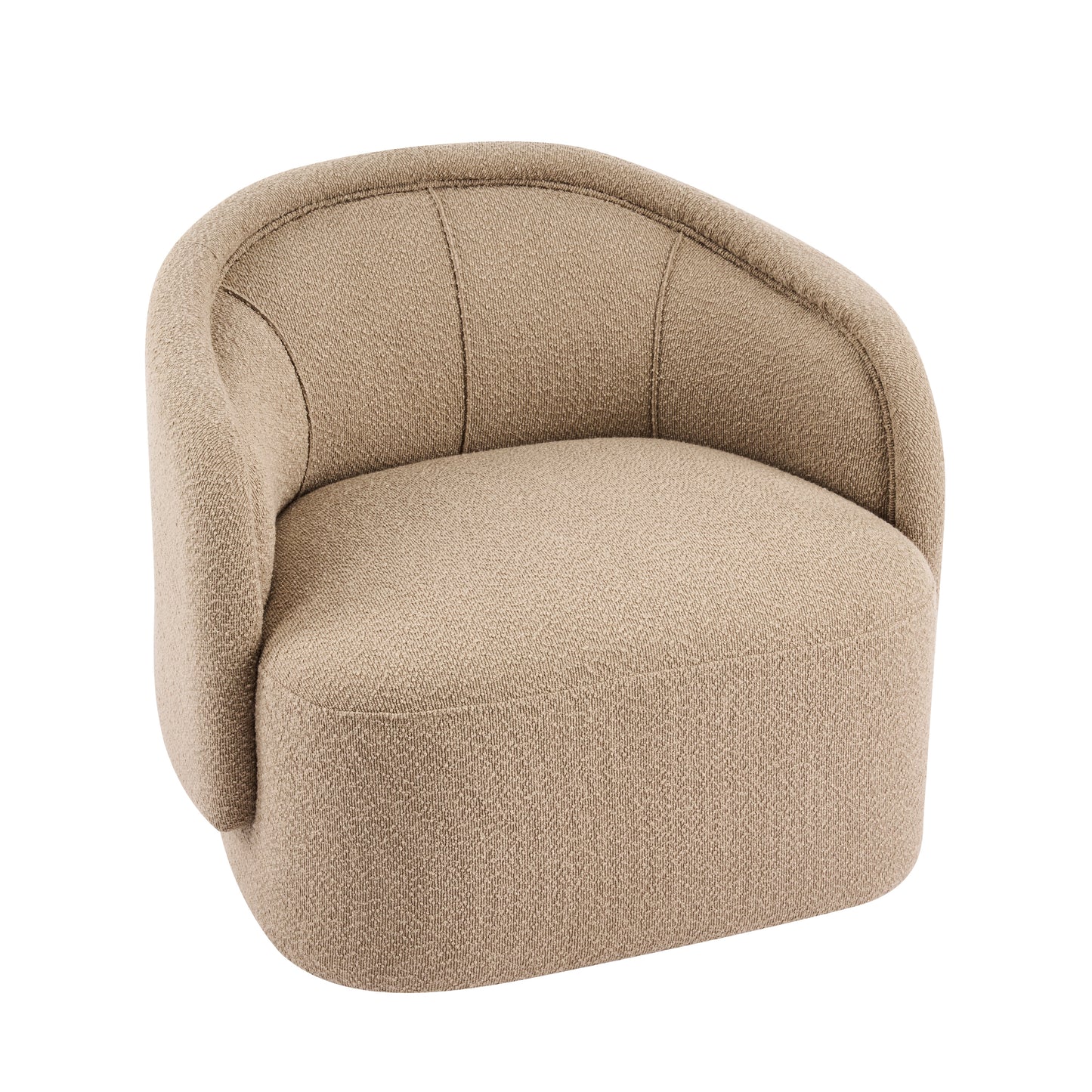 Amanda Beige Accent Chair Curved Boucle