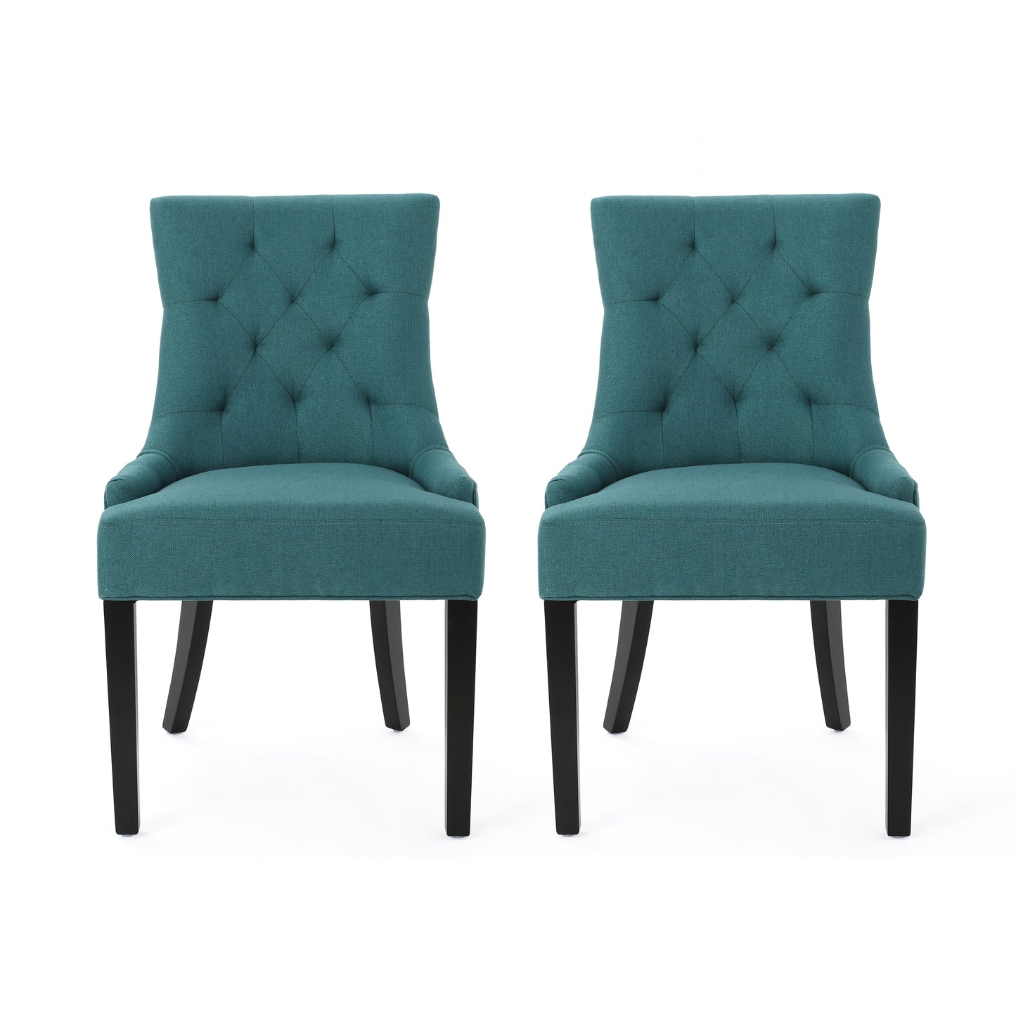 Cheney Dining Chair Set of 2 - Teal Upholstered with Wood Legs
