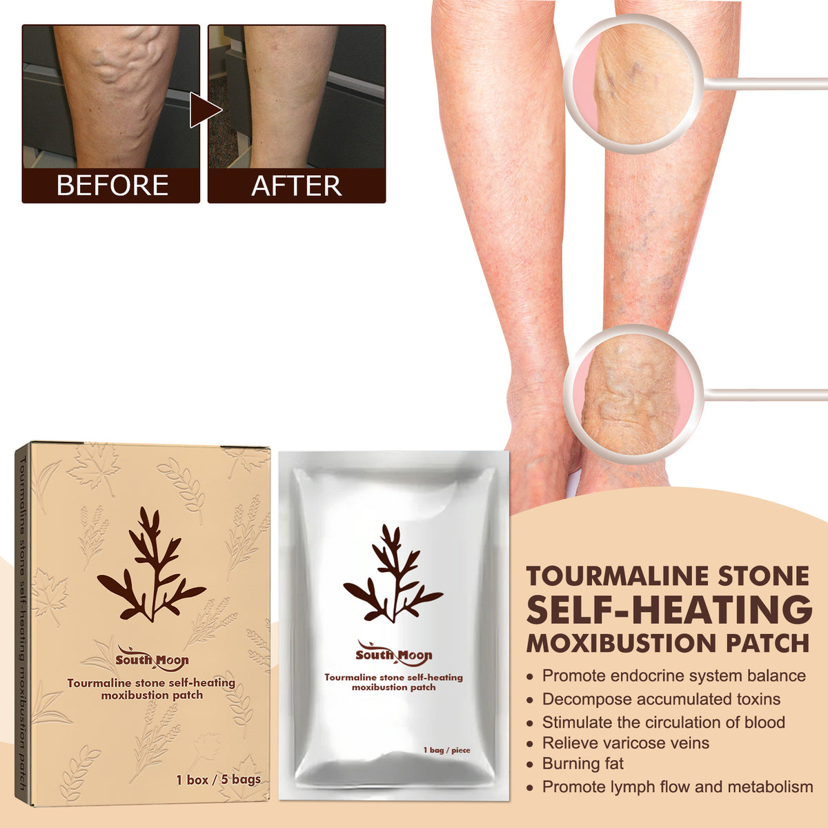 Self-Heating Moxibustion Plaster for Soreness Relief - 5 Bags