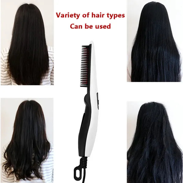 Electric Heated Beard Straightener Brush - Fast Heating Hair Styler