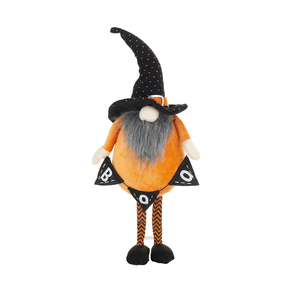 Set of 2 Fabric Standing Gnomes with 'B-O-O' Banner - Halloween Decor