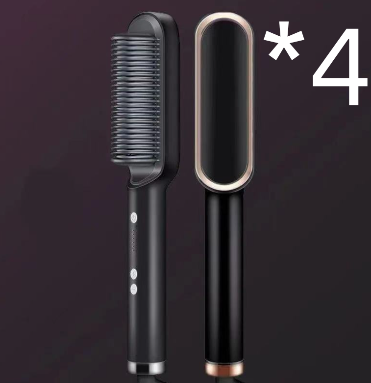 2-in-1 Hair Straightener Curling Iron Hot Comb with Negative Ions - Multi-Functional Electric Hair Styling Brush