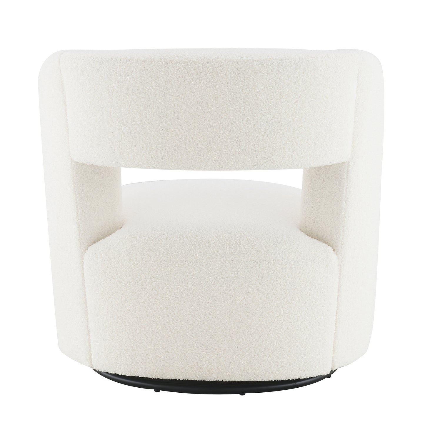 Swivel Barrel Chair in Soft Teddy Fabric - Cream Accent Chair