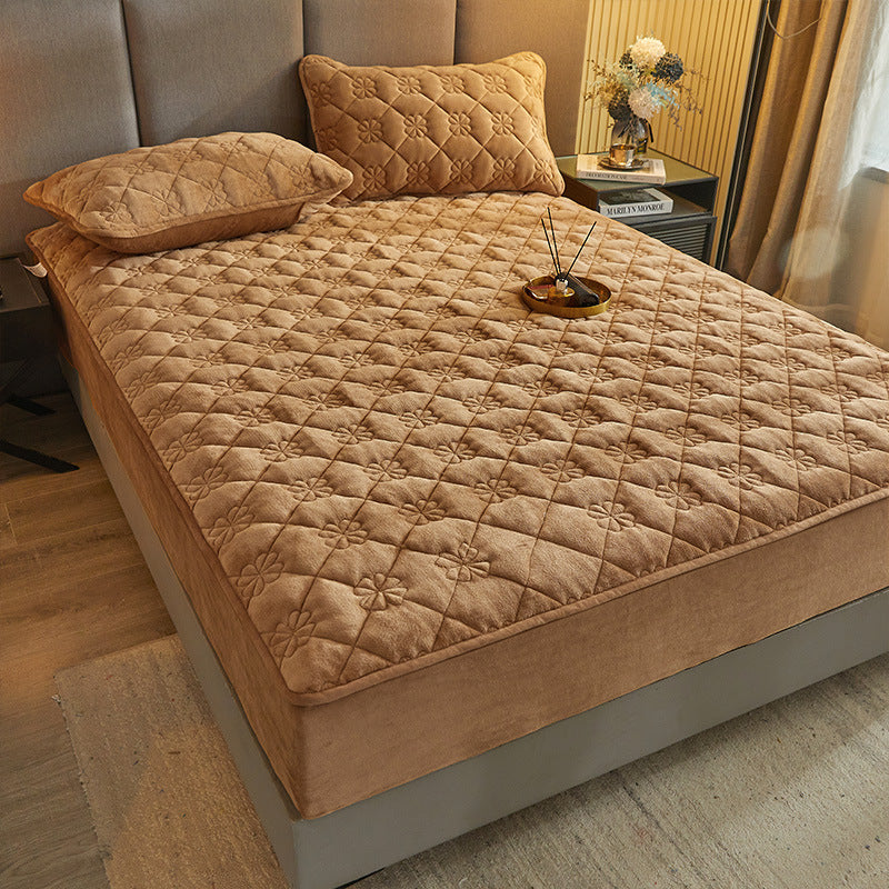 Milk Plush Cotton Fitted Bed Sheet - Soft, Warm & Durable Bedding